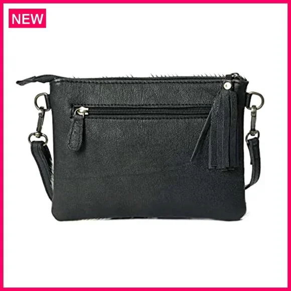 Genuine Cowhide Hair-On Crossbody Bag with Adjustable Detachable Strap